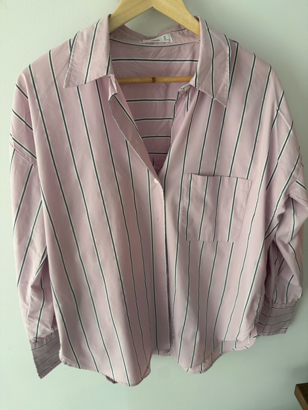 Mango Pink Vertical Stripe Button-Up Shirt